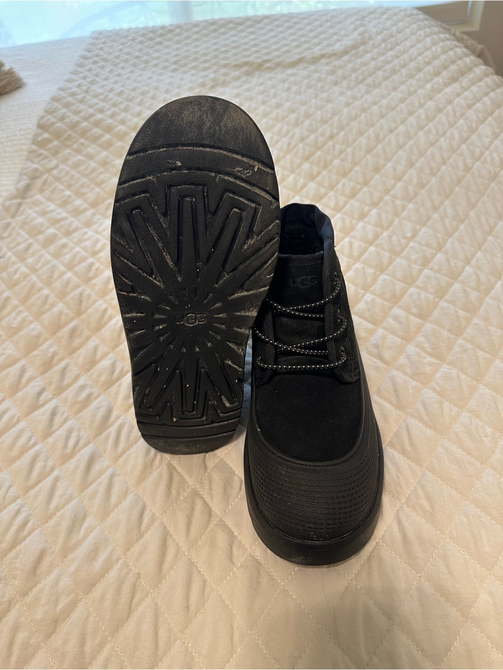 UGG Kids Black Suede Lace-Up Sneaker